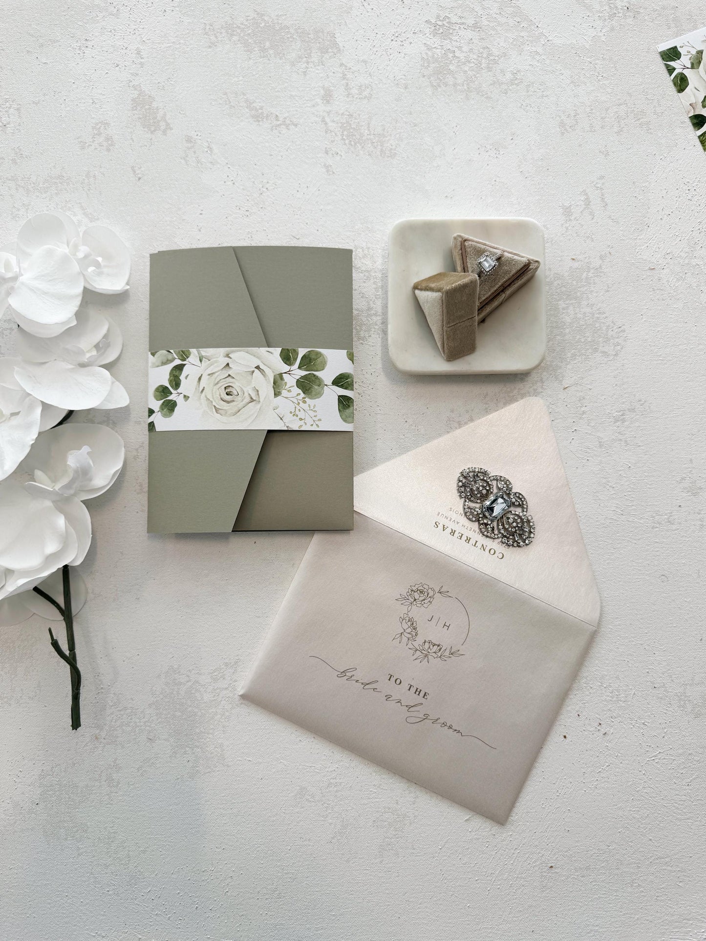 Sage Wedding Invitations | Acrylic Card - Style 291