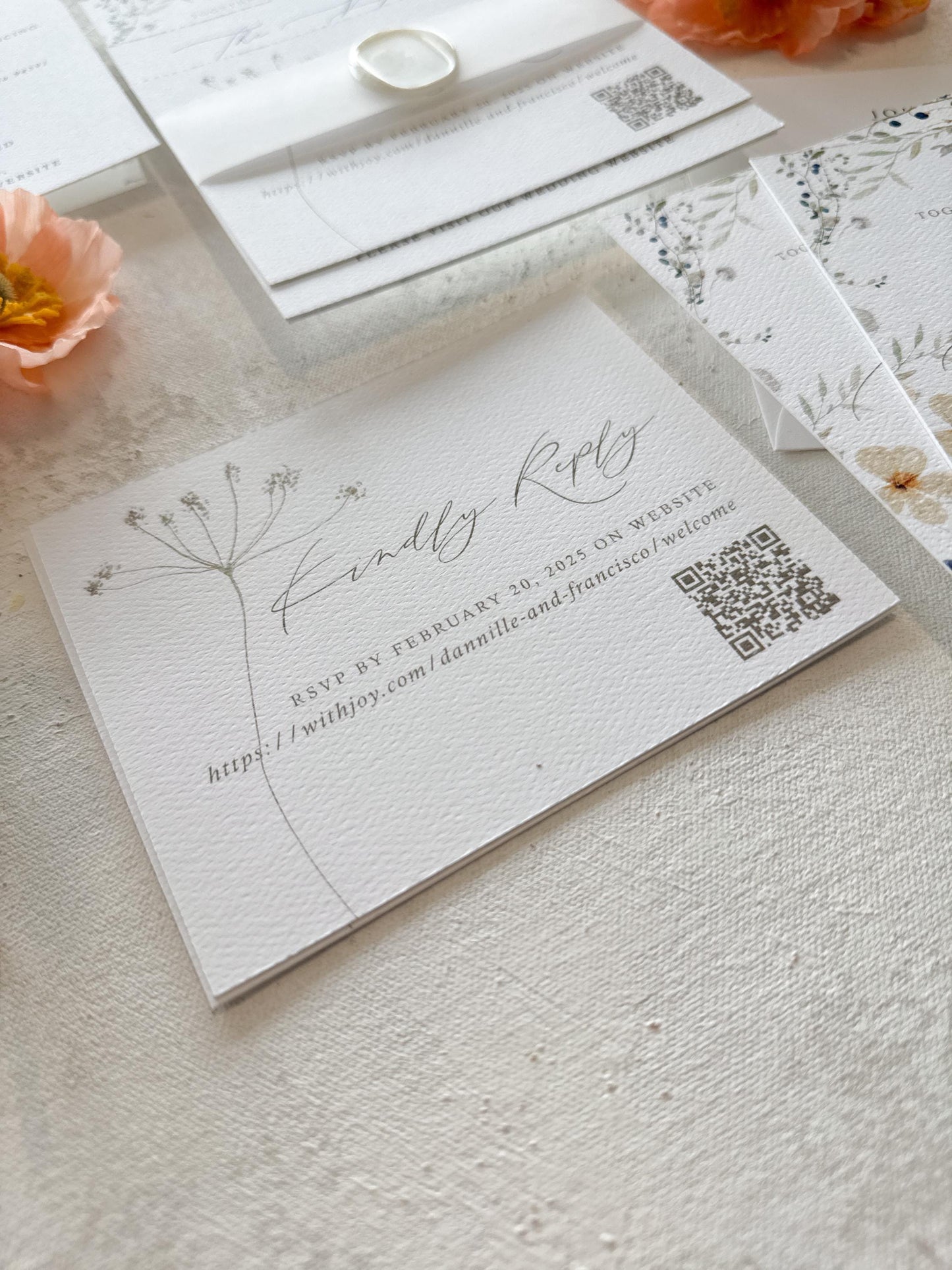 Floral Wedding Invitations | White Wedding Invitations - Style 54