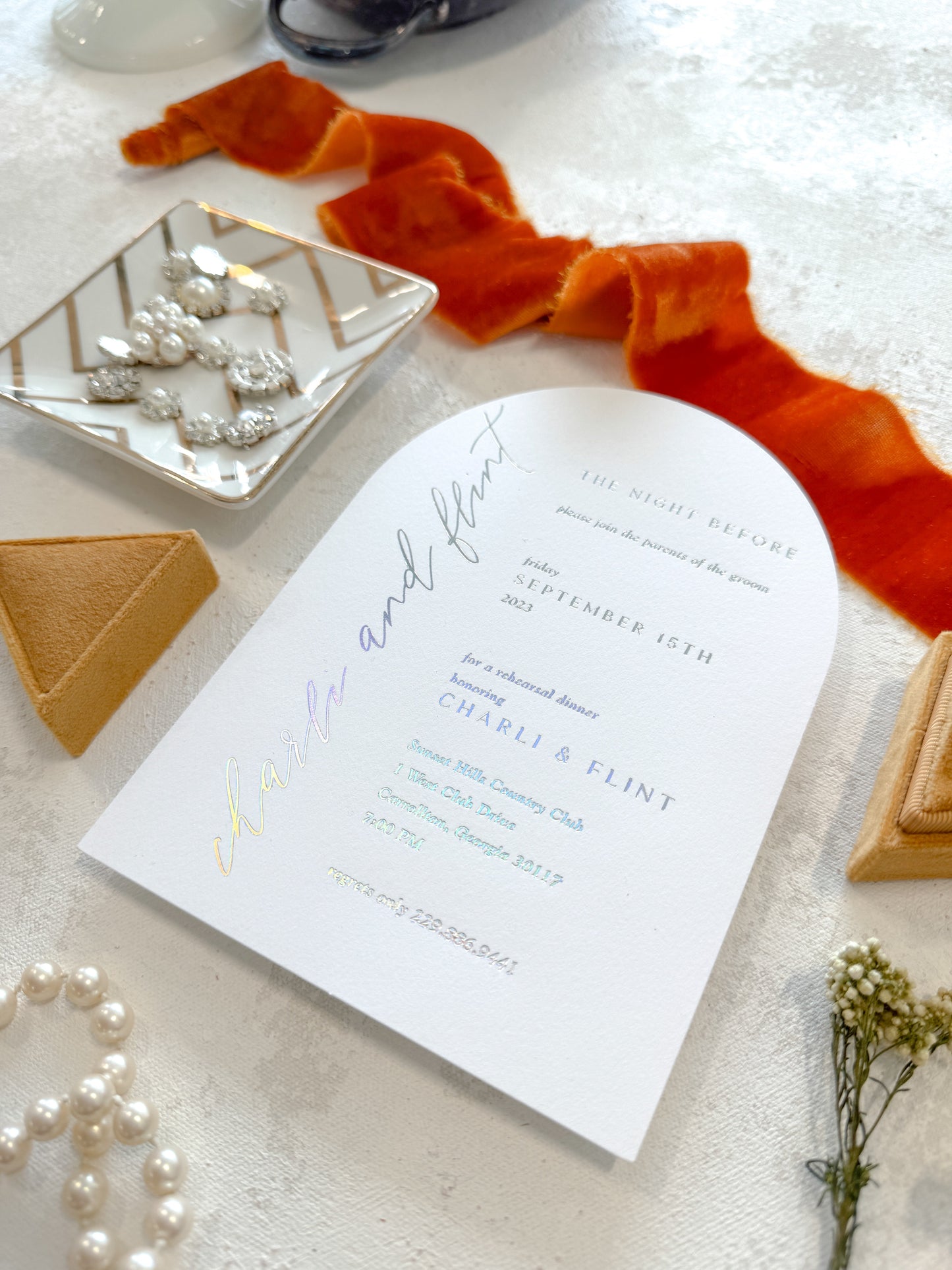 Holographic Rehearsal Invitations - Arch - Style 42