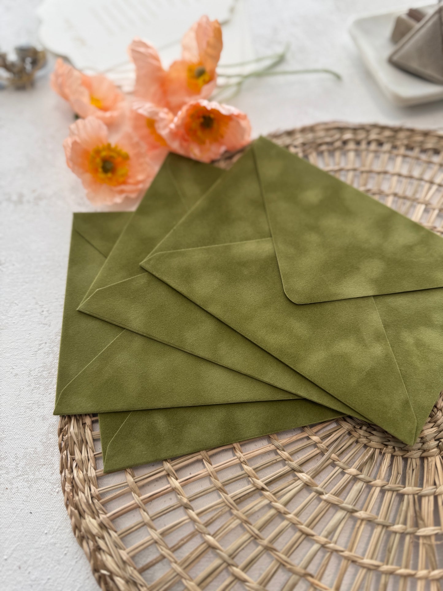 Clover Green Velvet Envelopes - SET OF 10