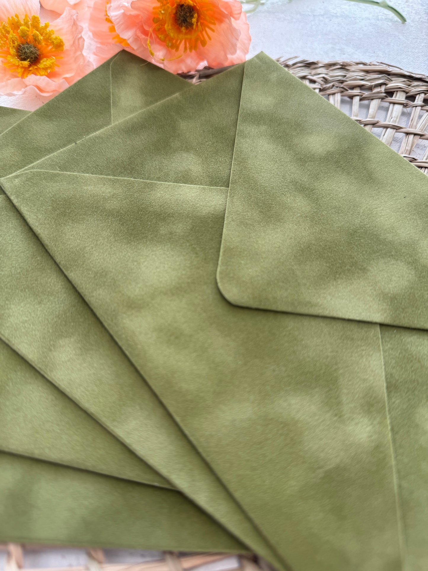 Clover Green Velvet Envelopes - SET OF 10
