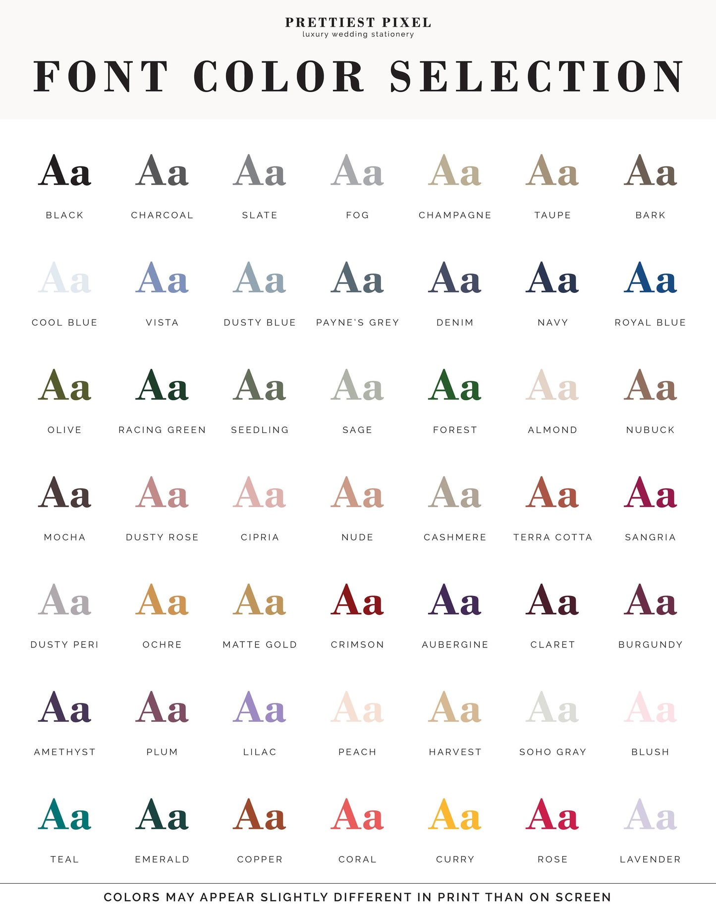 Seating Chart PRINTED - Style 40