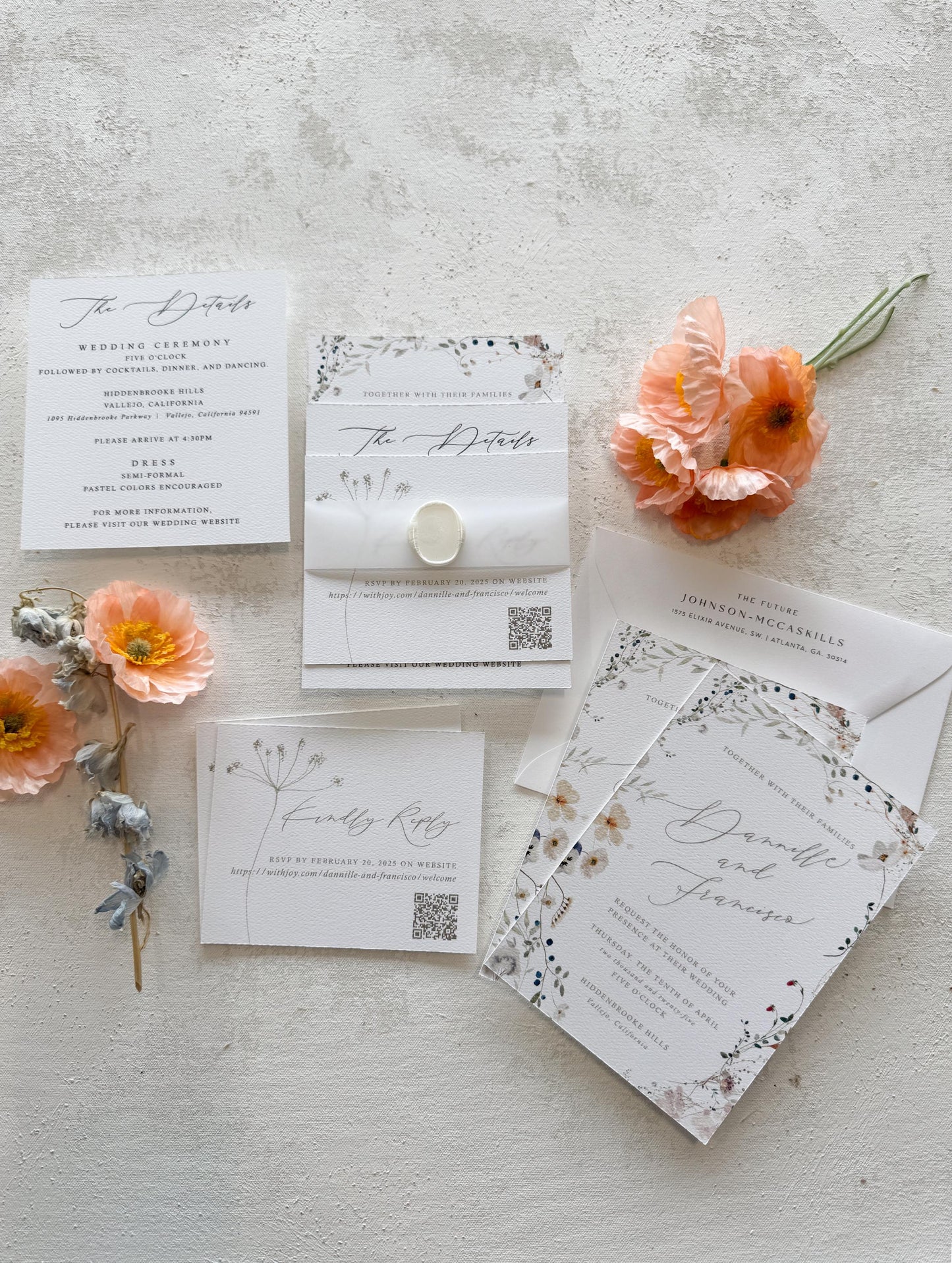 Floral Wedding Invitations | White Wedding Invitations - Style 54