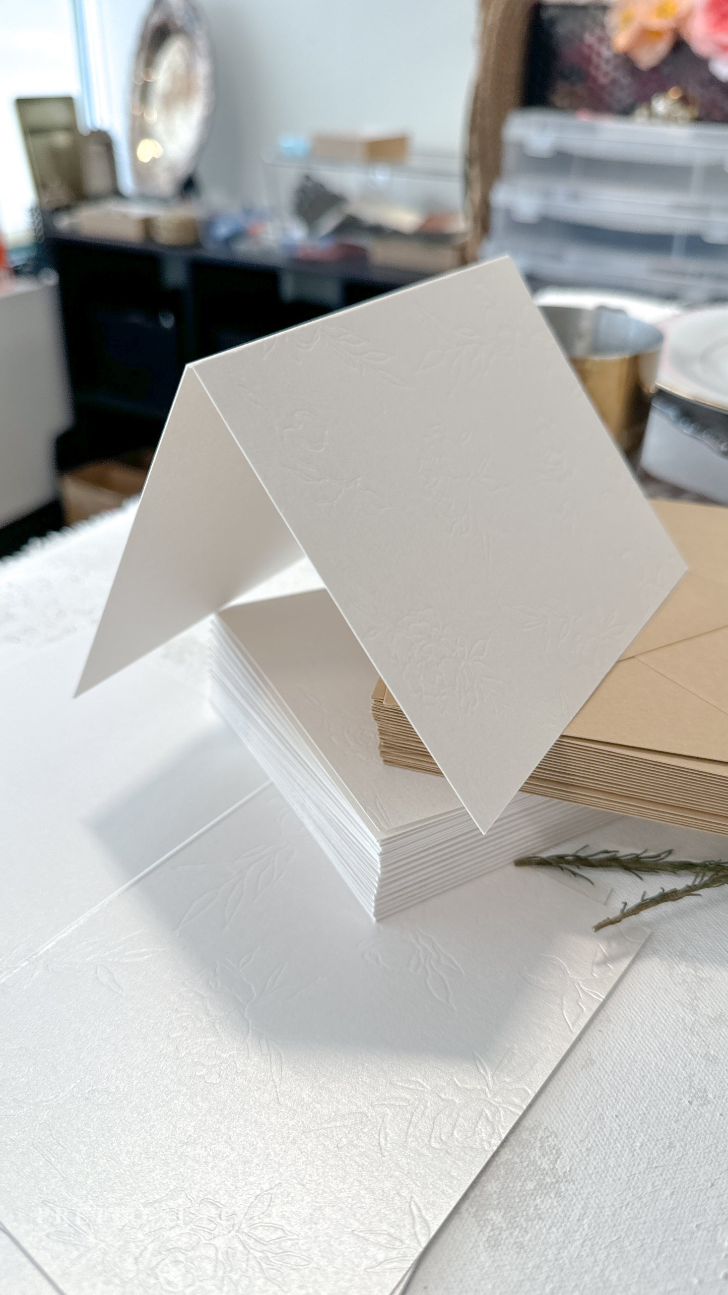 Delicate Letterpress Folded Thank You Cards Style 71 | Set of 50
