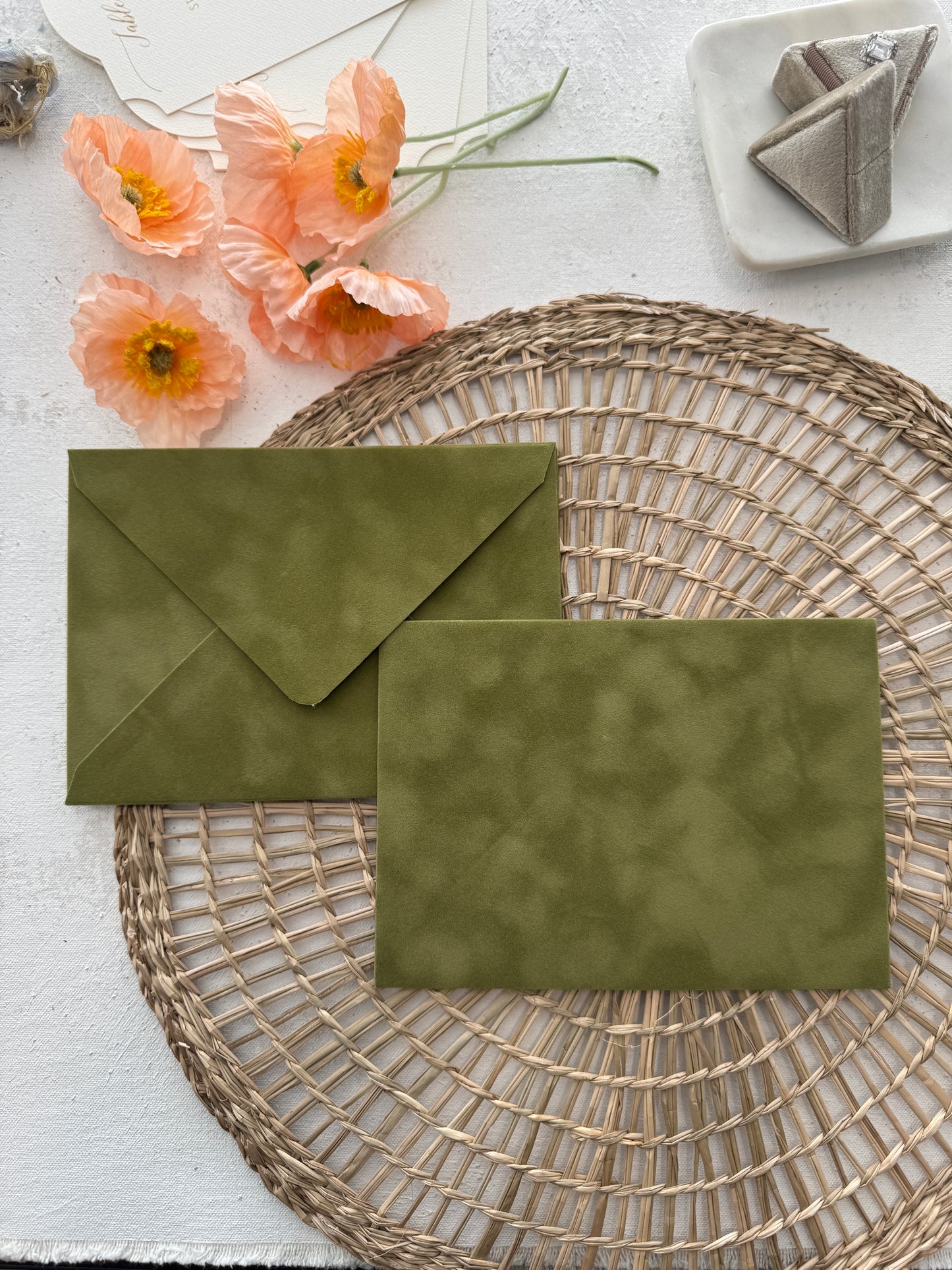 Clover Green Velvet Envelopes - SET OF 10