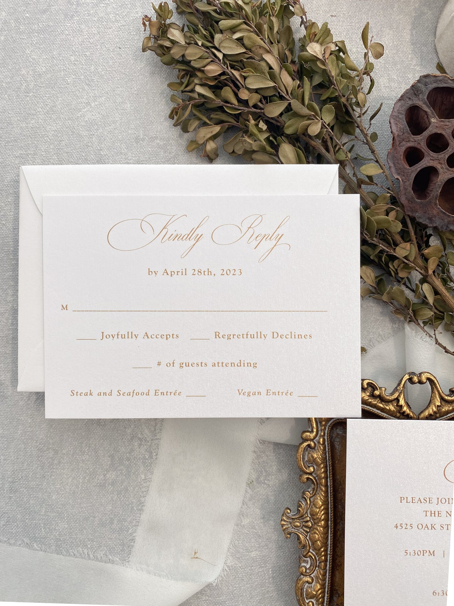 Acrylic Invitation Clear Invites Gold and White Wedding | Style 163