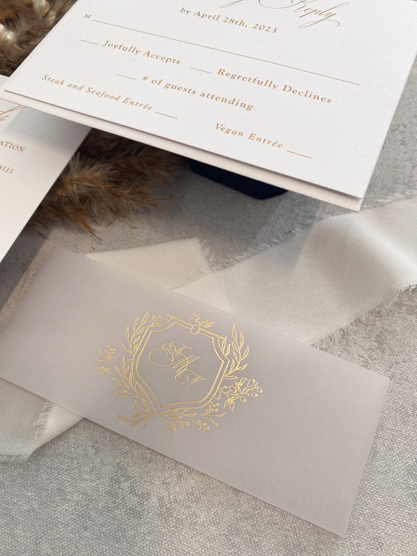Acrylic Invitation Clear Invites Gold and White Wedding | Style 163