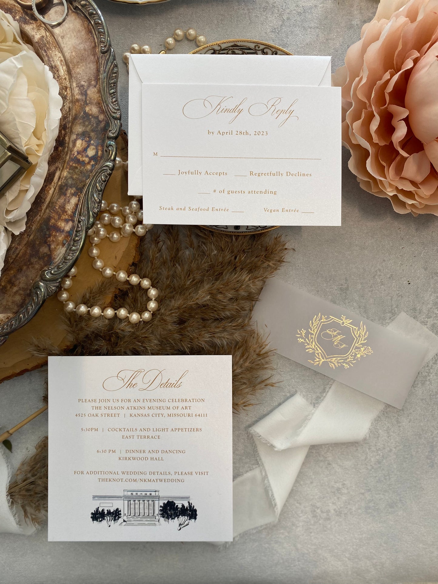 Acrylic Invitation Clear Invites Gold and White Wedding | Style 163