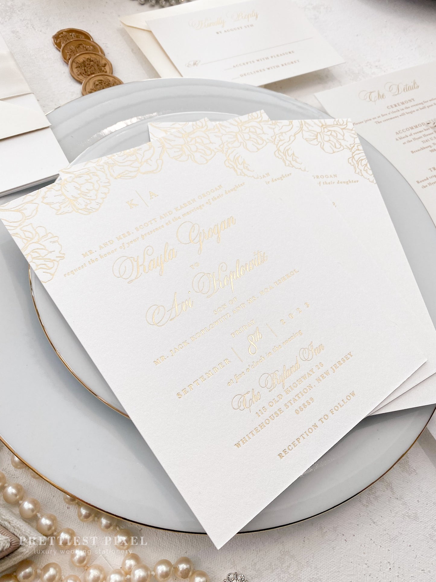Custom Gold Foil Wedding Invitations | Style 185