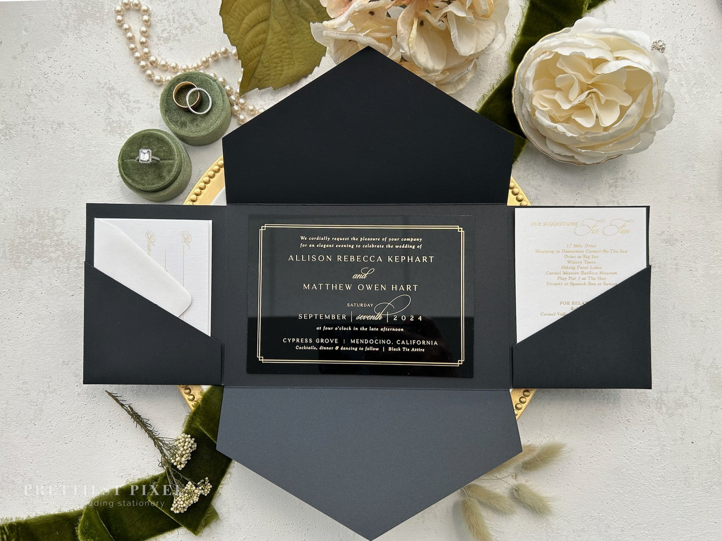 Black Acrylic Wedding Invitations | Style 58