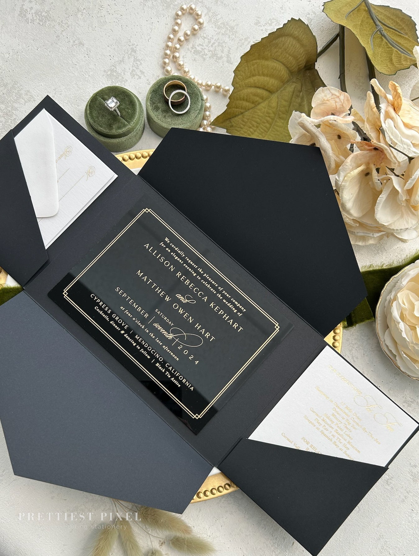 Black Acrylic Wedding Invitations | Style 58