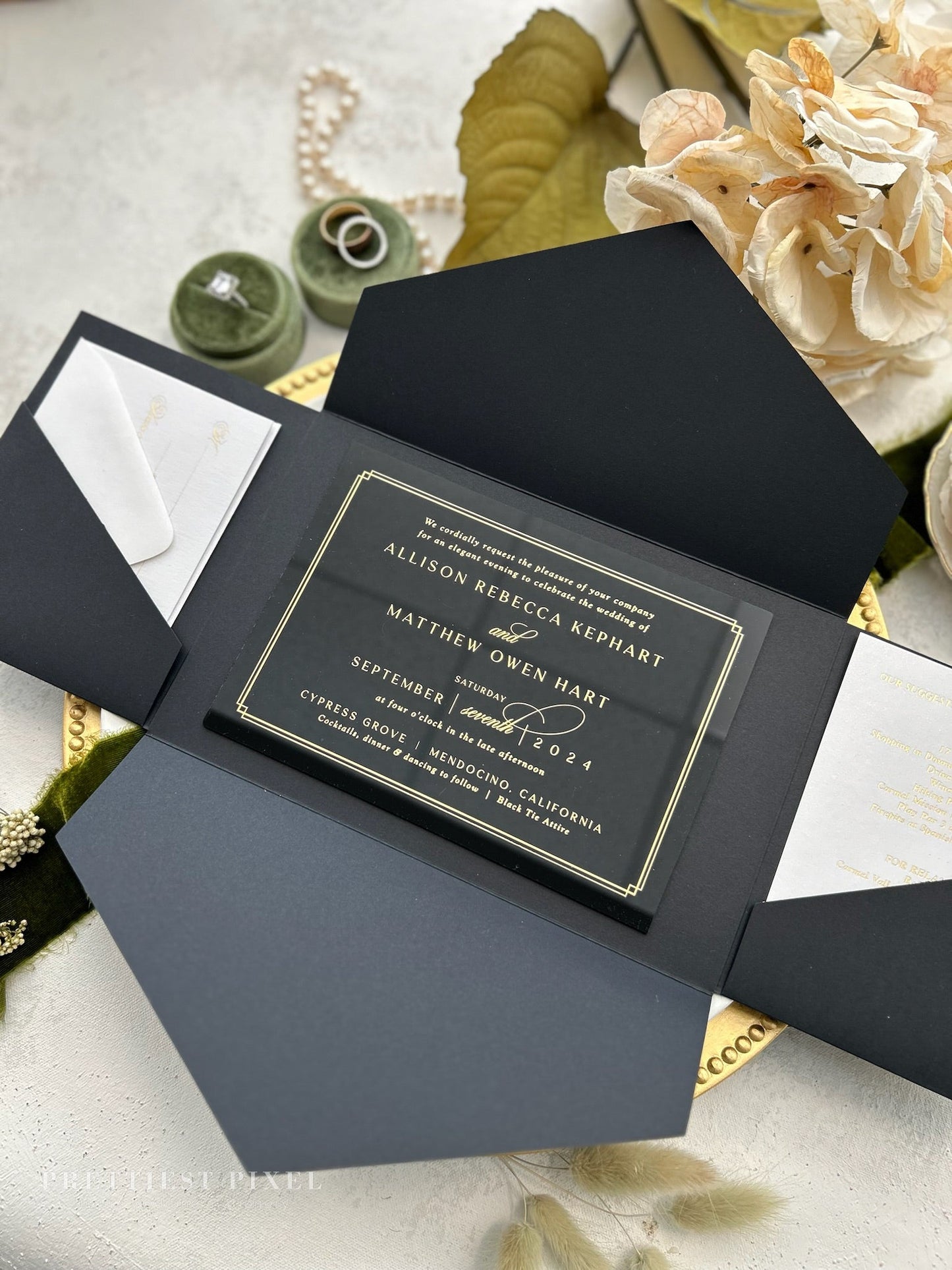 Black Acrylic Wedding Invitations | Style 58