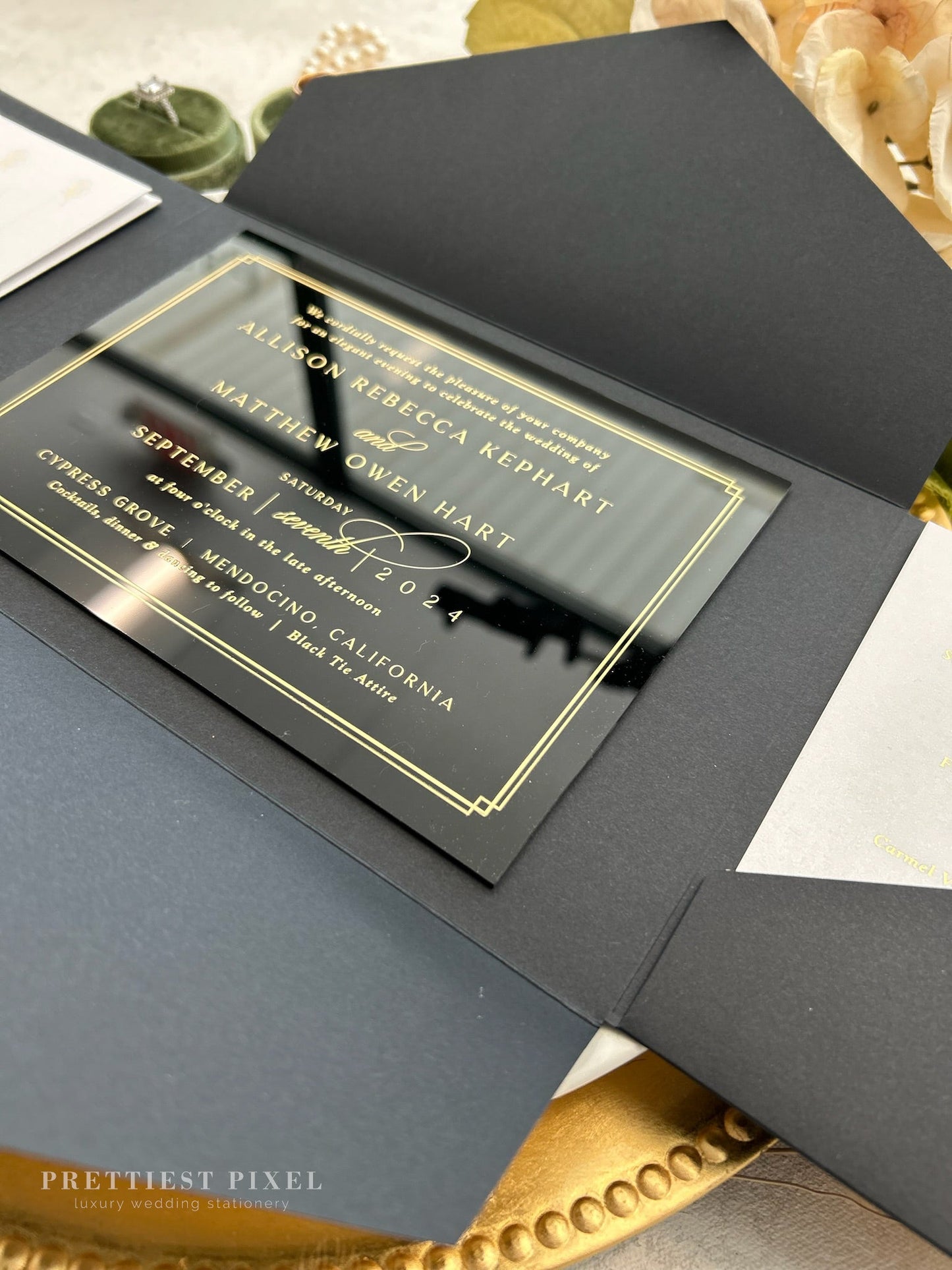 Black Acrylic Wedding Invitations | Style 58