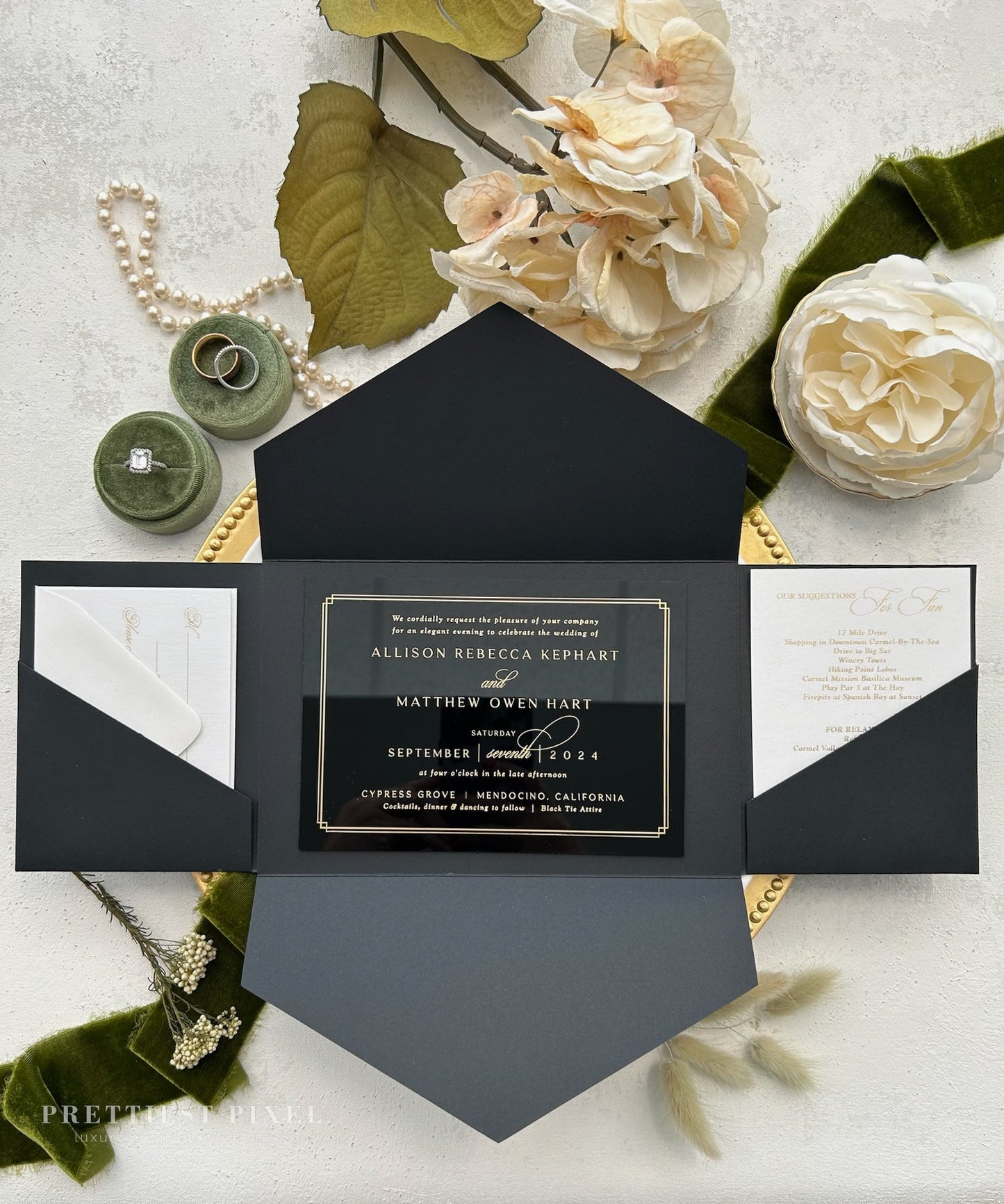 Black Acrylic Wedding Invitations | Style 58