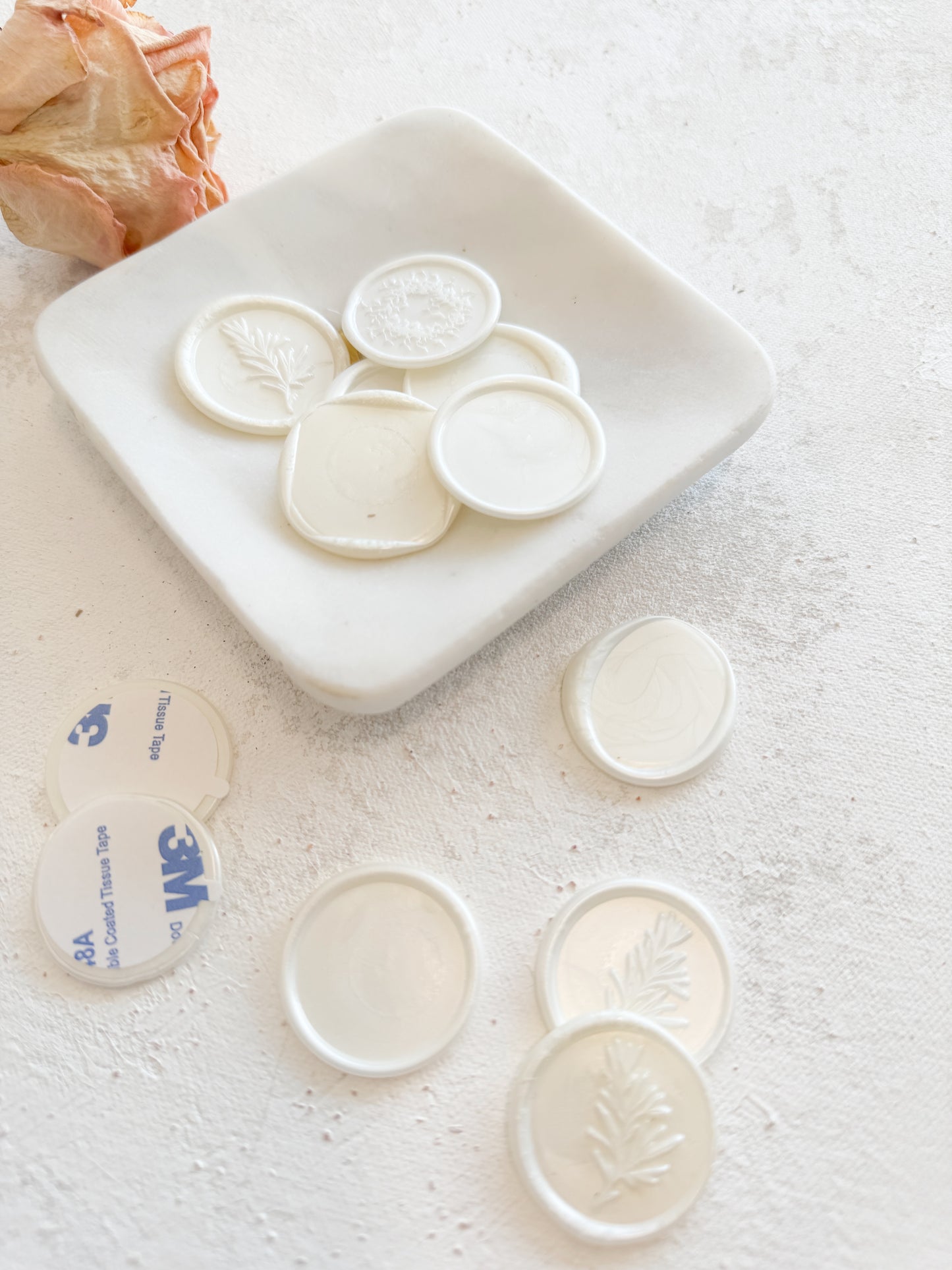 Pearl White Adhesive Wax Seal Stickers