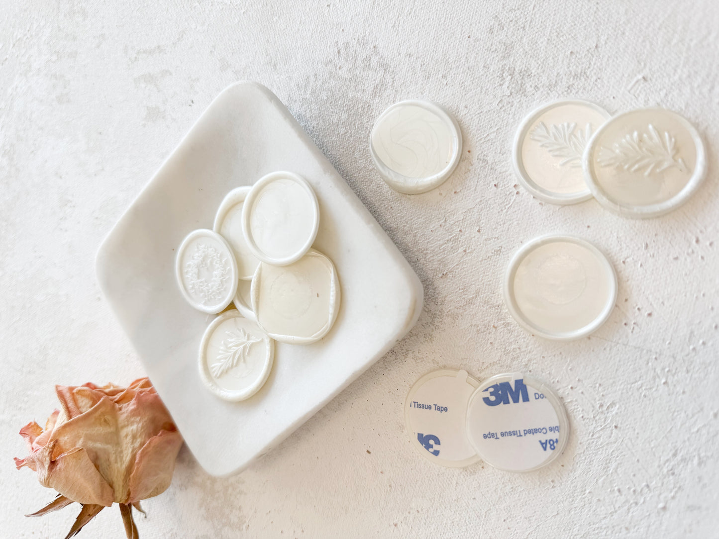 Pearl White Adhesive Wax Seal Stickers