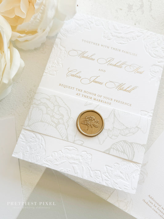 Letterpress Deboss Wedding Invitations | Style 999