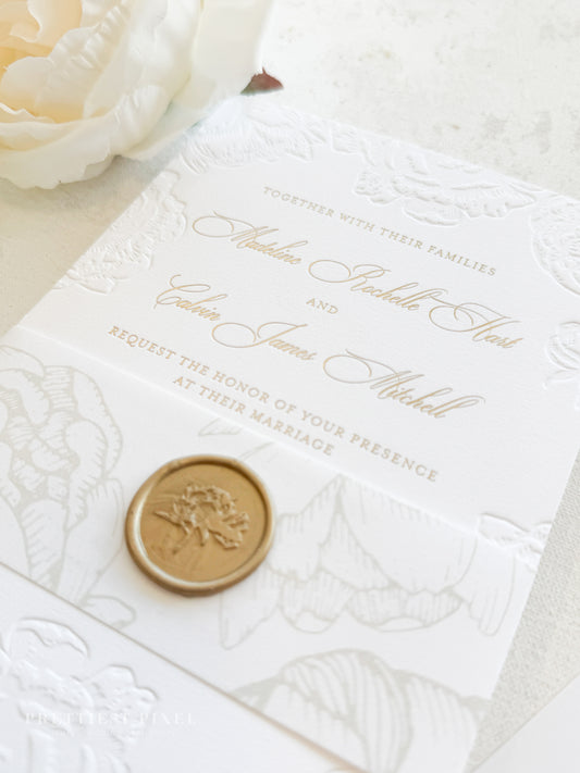 Letterpress Deboss Wedding Invitations | Style 999