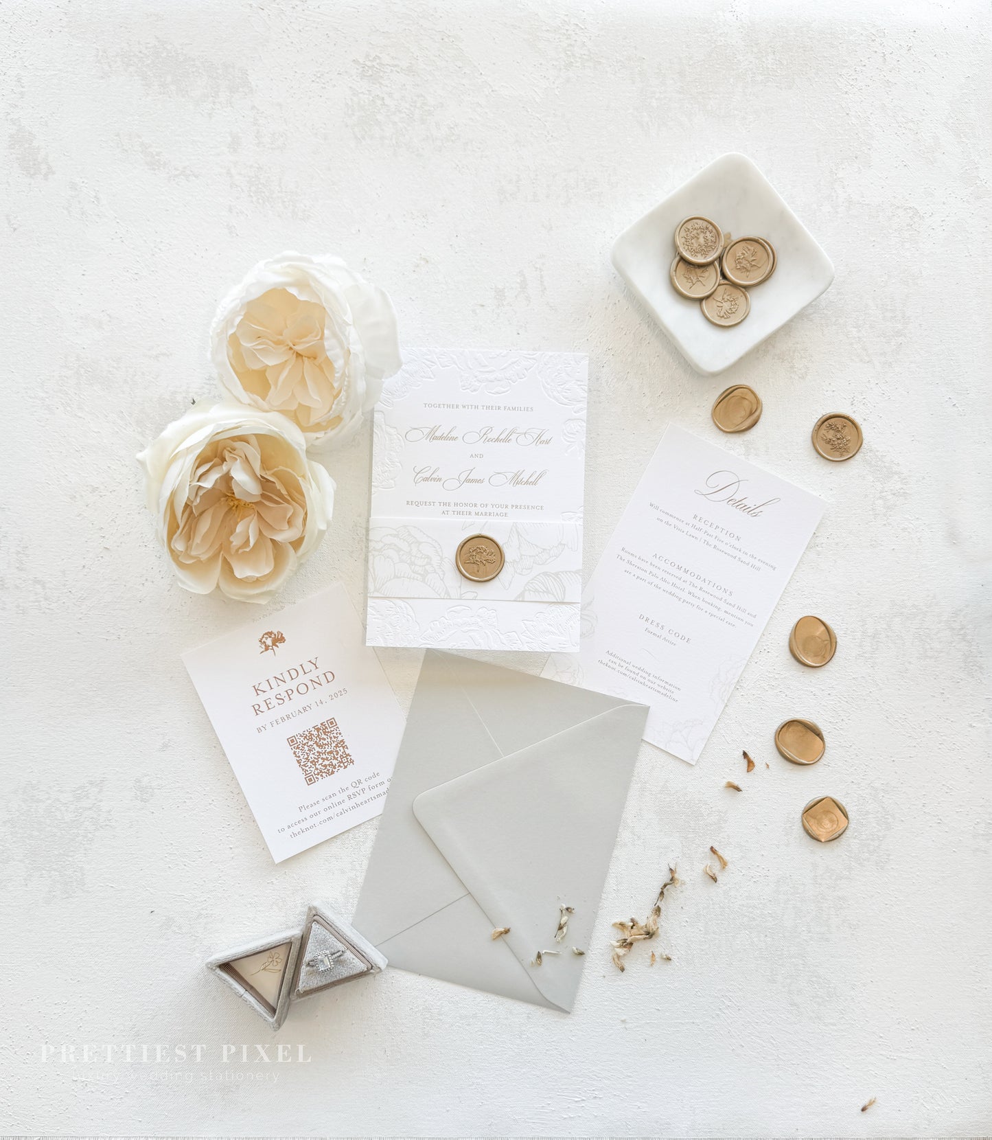 Letterpress Deboss Wedding Invitations | Style 999