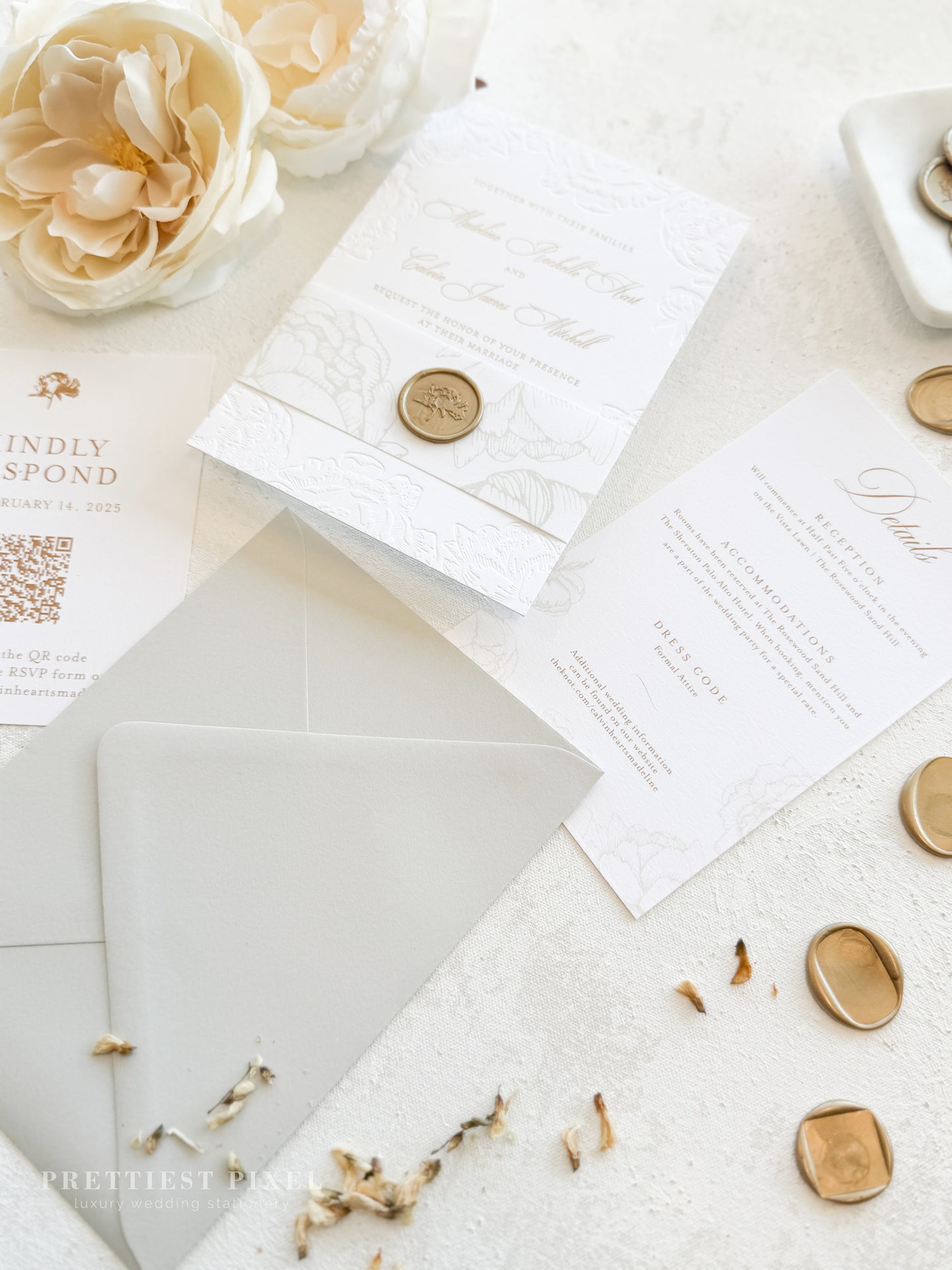 Letterpress Deboss Wedding Invitations | Style 999