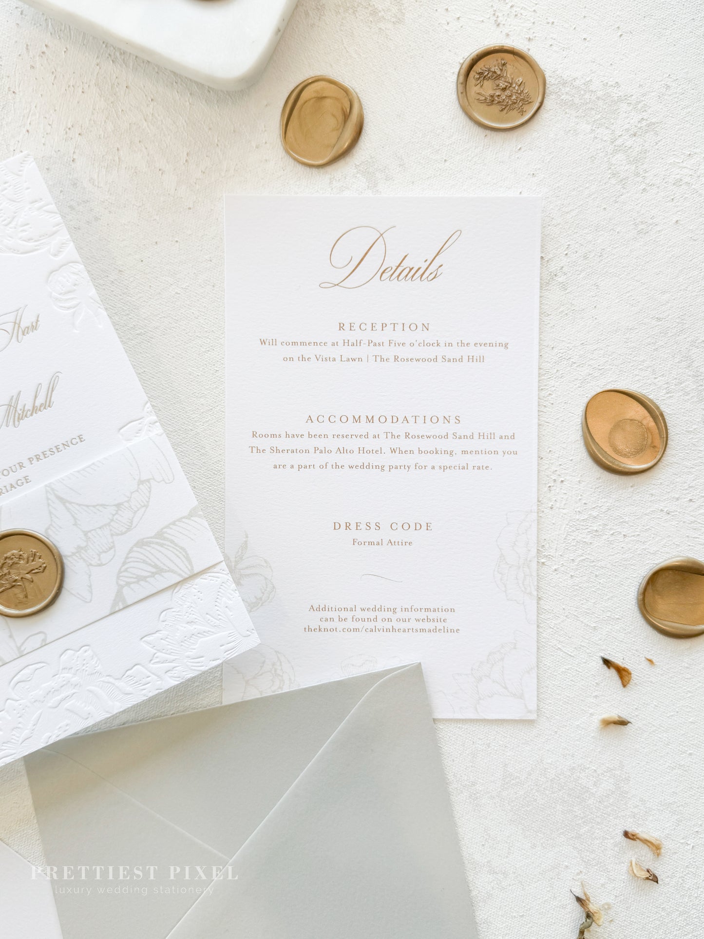 Letterpress Deboss Wedding Invitations | Style 999