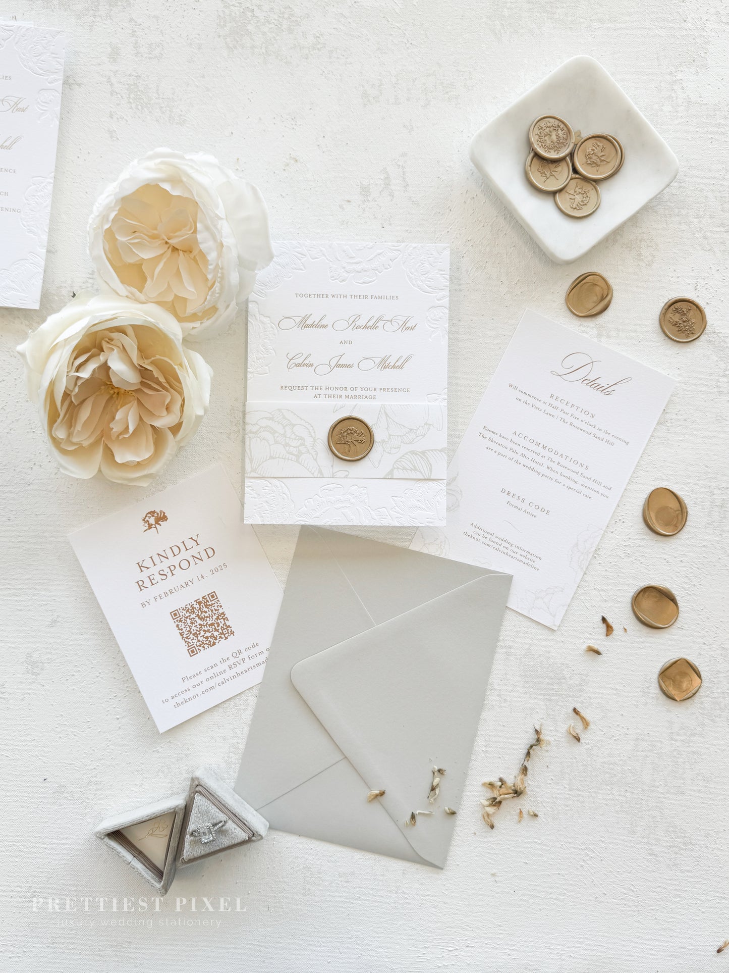 Letterpress Deboss Wedding Invitations | Style 999