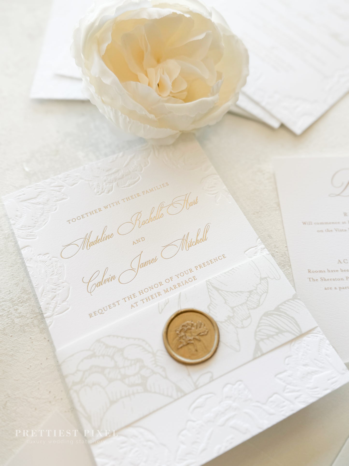 Letterpress Deboss Wedding Invitations | Style 999