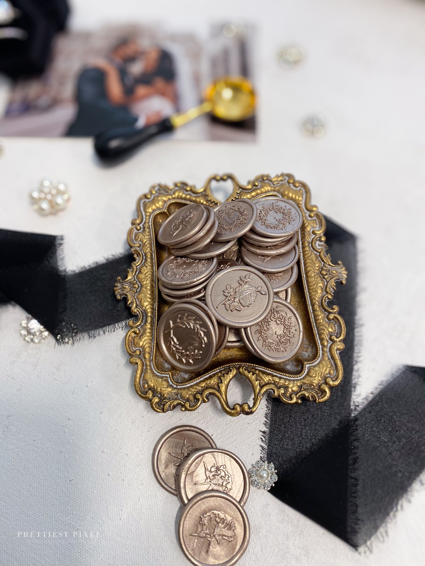 a pile of coins sitting on top of a table