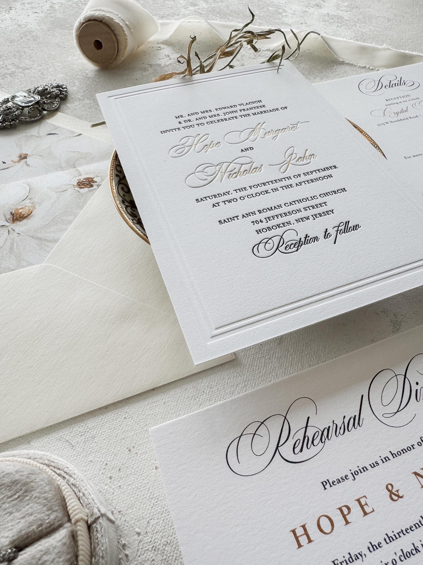 Elegant Gold Foil Wedding Invitations | Letterpress Invites Style 1109