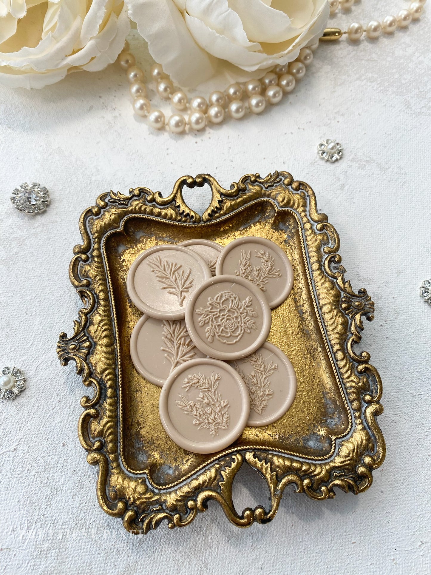 a close up of a tray with buttons on it