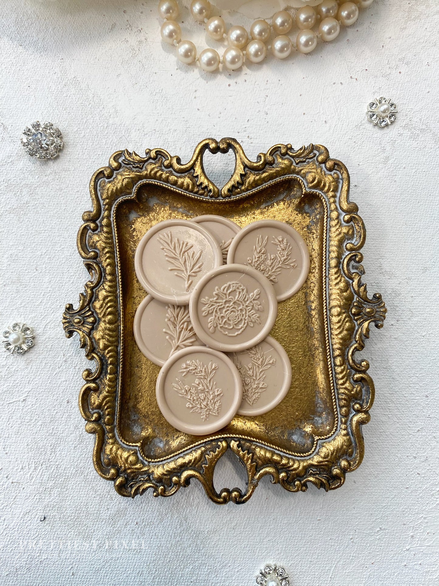 a close up of a tray with buttons on it