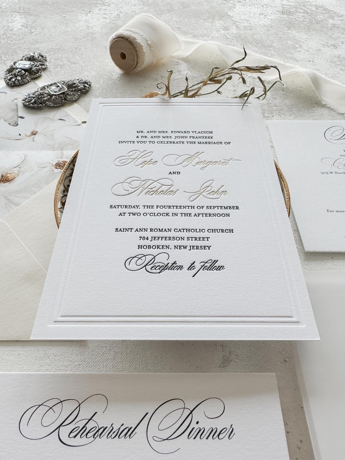 Elegant Gold Foil Wedding Invitations | Letterpress Invites Style 1109