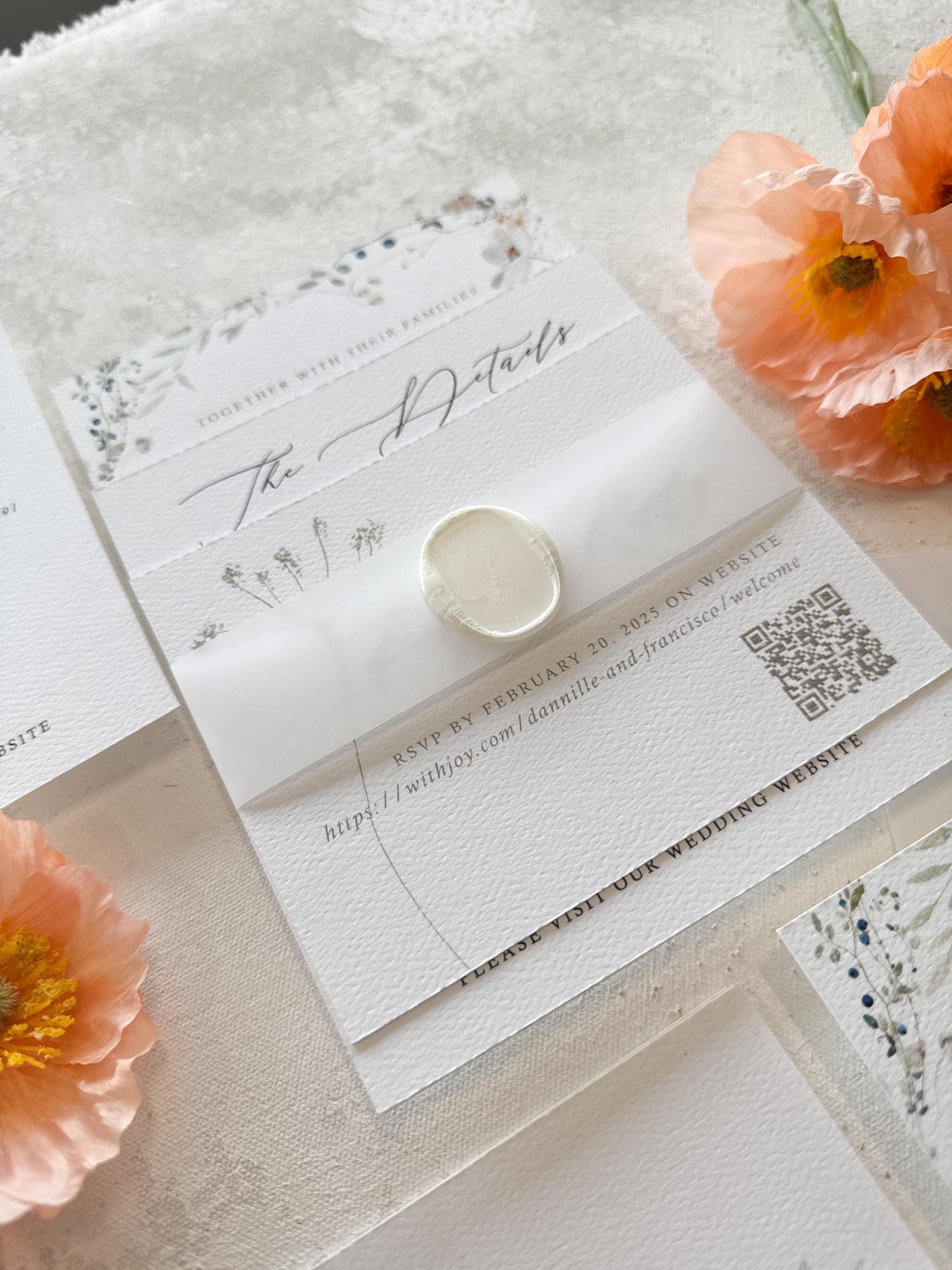 Floral Wedding Invitations | White Wedding Invitations - Style 54
