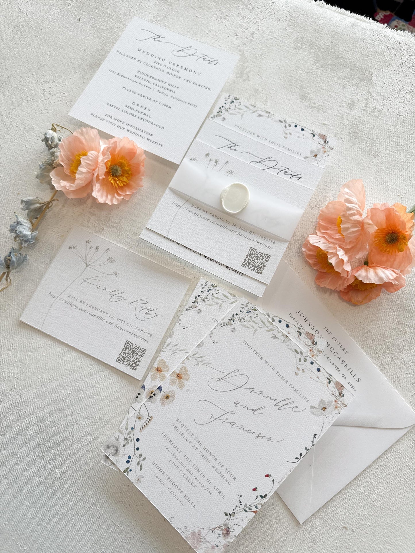 Floral Wedding Invitations | White Wedding Invitations - Style 54