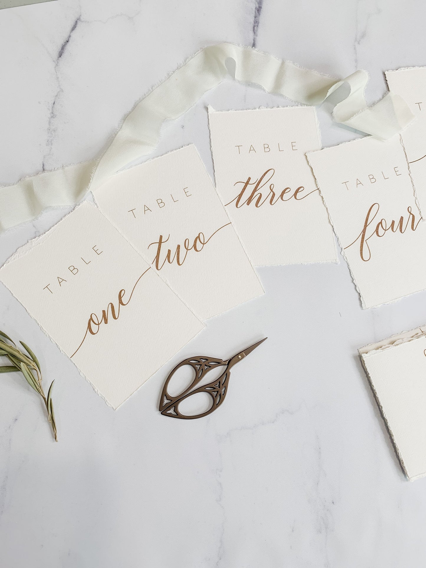 Wedding Table Numbers PRINTED - Deckled Edging Style 211