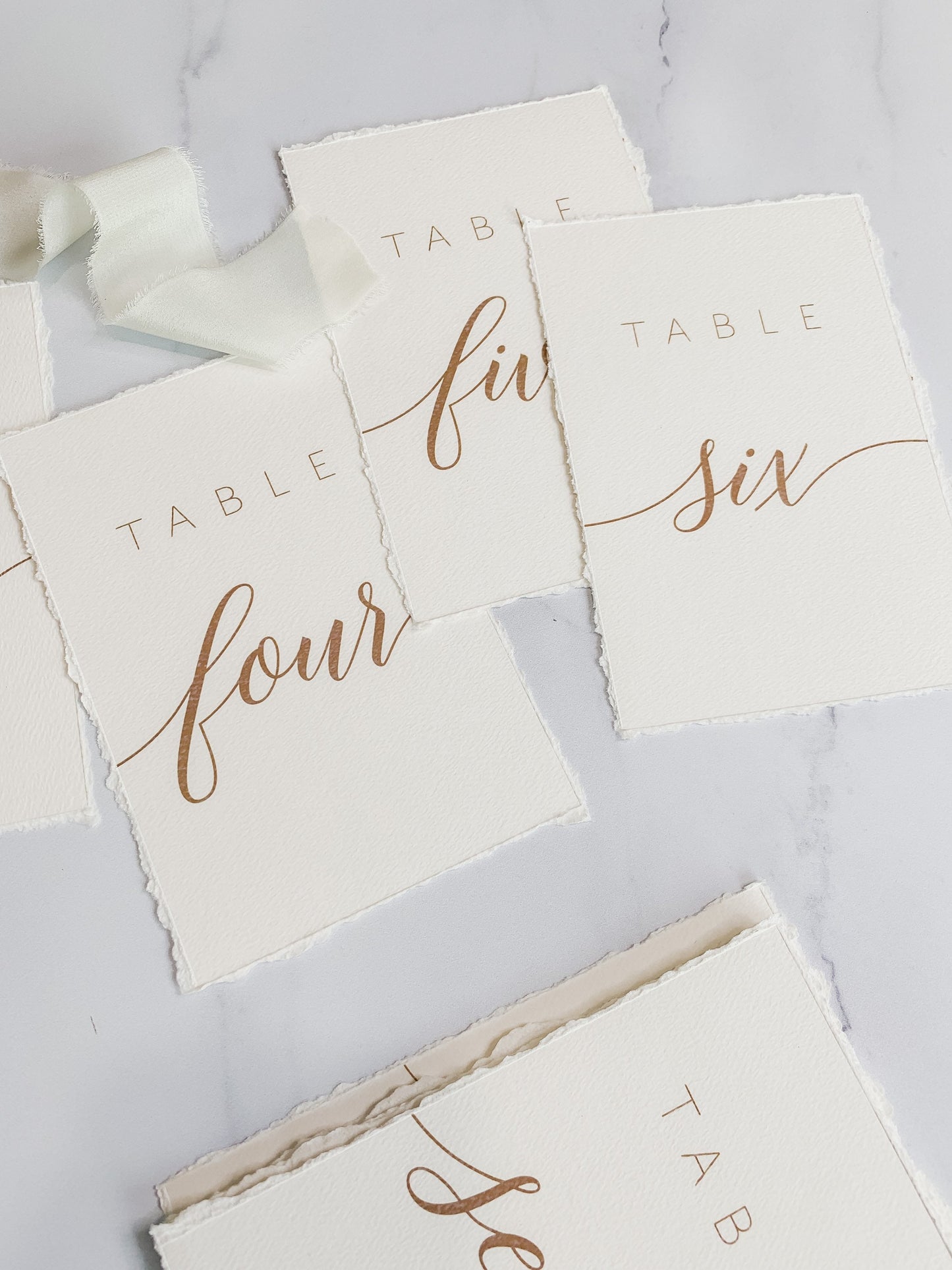 Wedding Table Numbers PRINTED - Deckled Edging Style 211