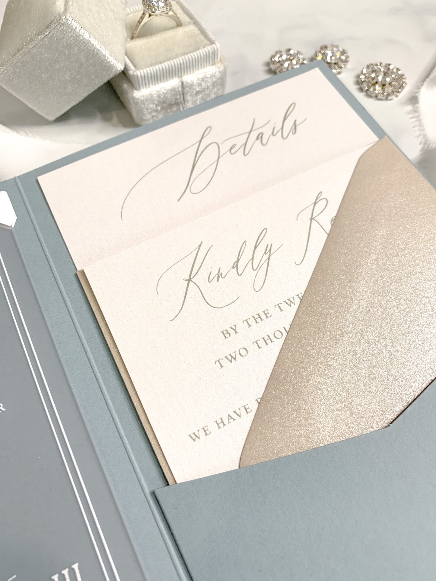 Dusty Blue Acrylic Wedding Invitations | Style 244