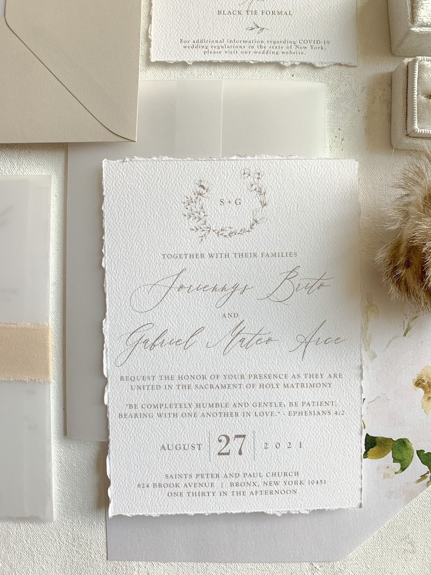 Wildflower Biege Wedding Invitations | Style 170