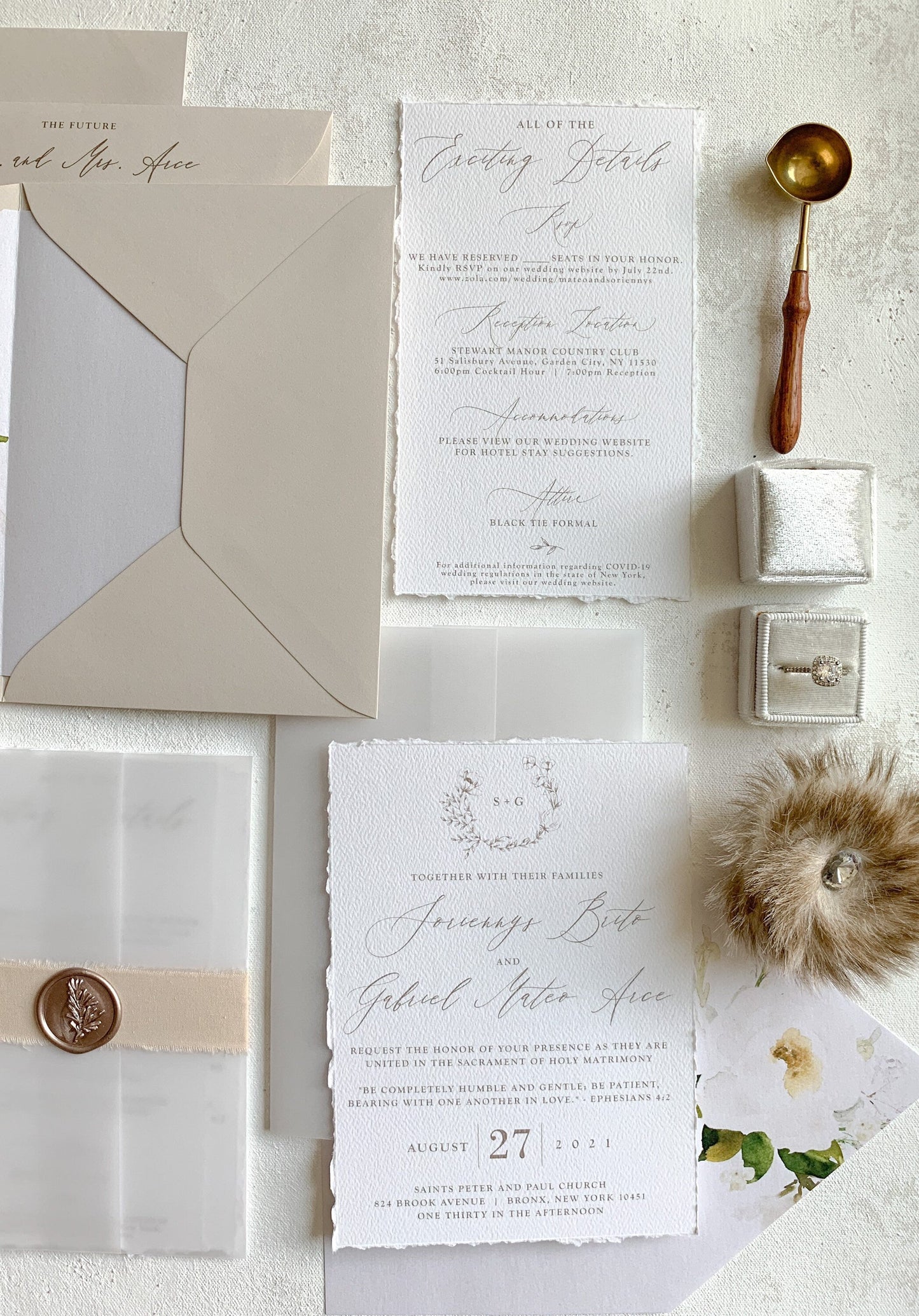 Wildflower Biege Wedding Invitations | Style 170