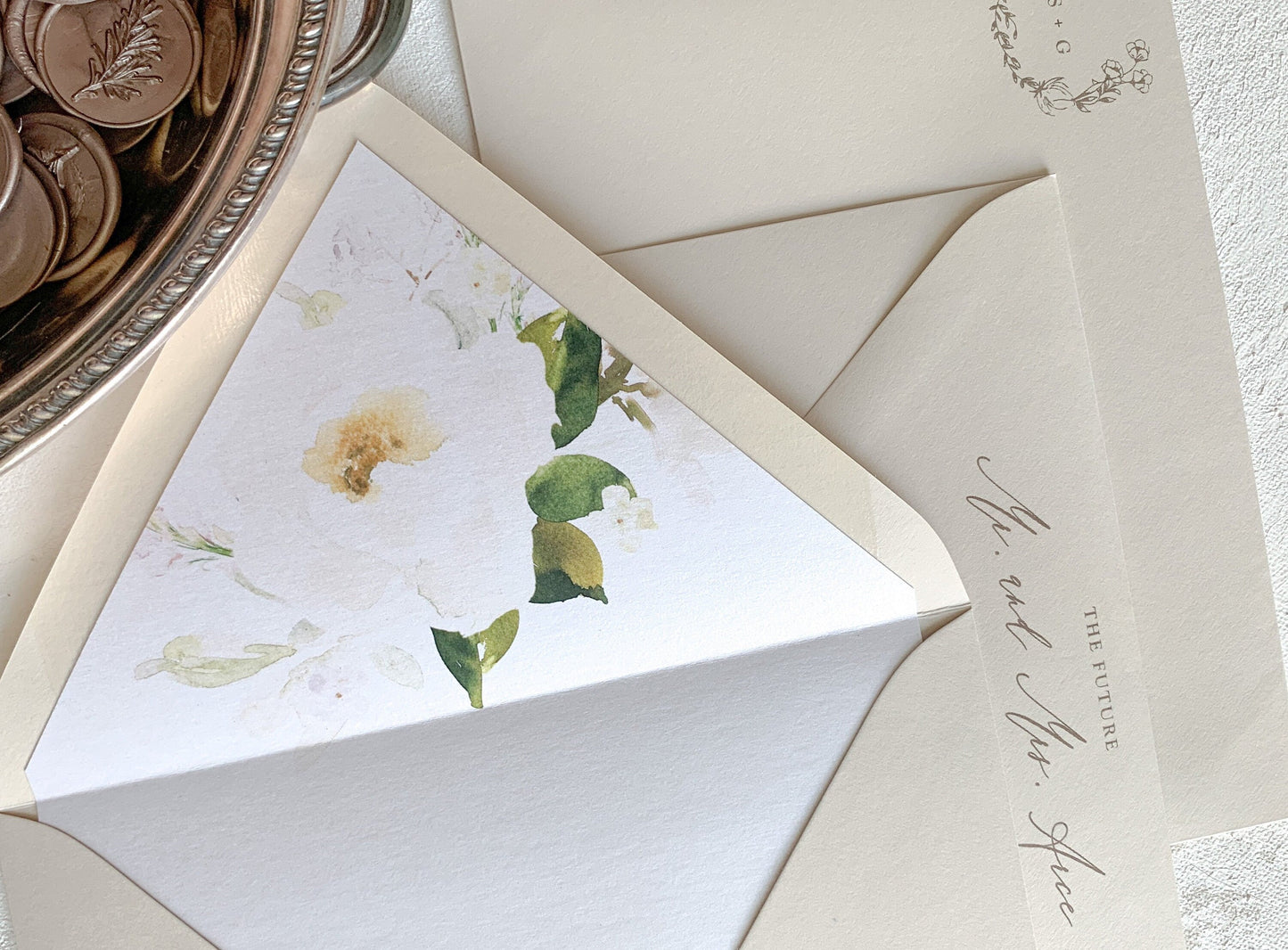 Wildflower Biege Wedding Invitations | Style 170