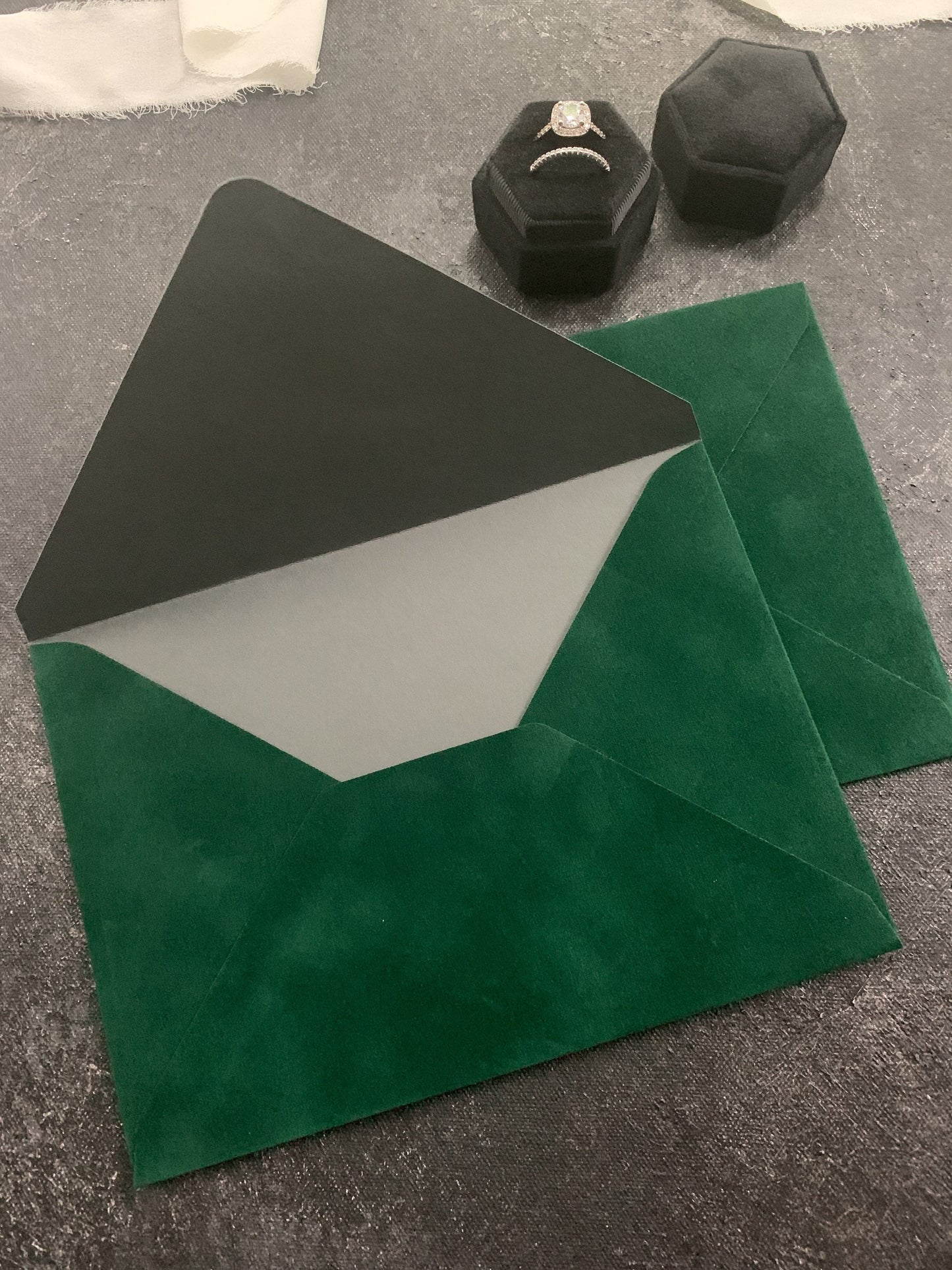 Forest Green Velvet Envelopes - SET OF 10