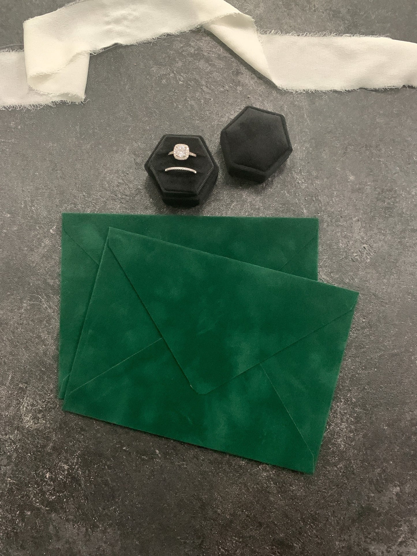 Forest Green Velvet Envelopes - SET OF 10