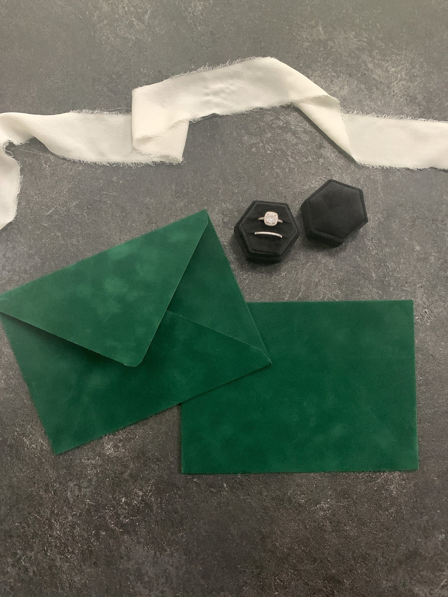 Forest Green Velvet Envelopes - SET OF 10