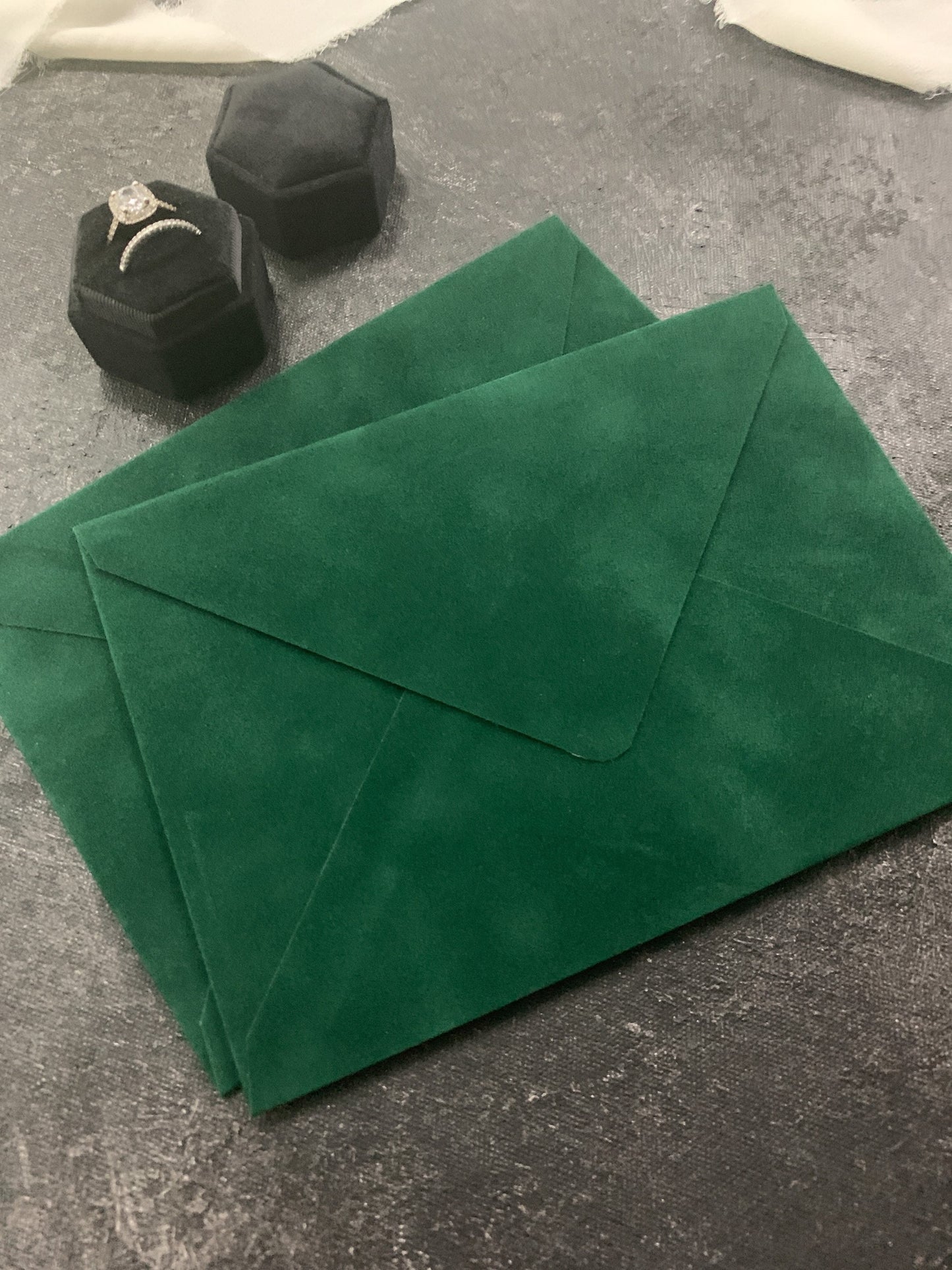 Forest Green Velvet Envelopes - SET OF 10