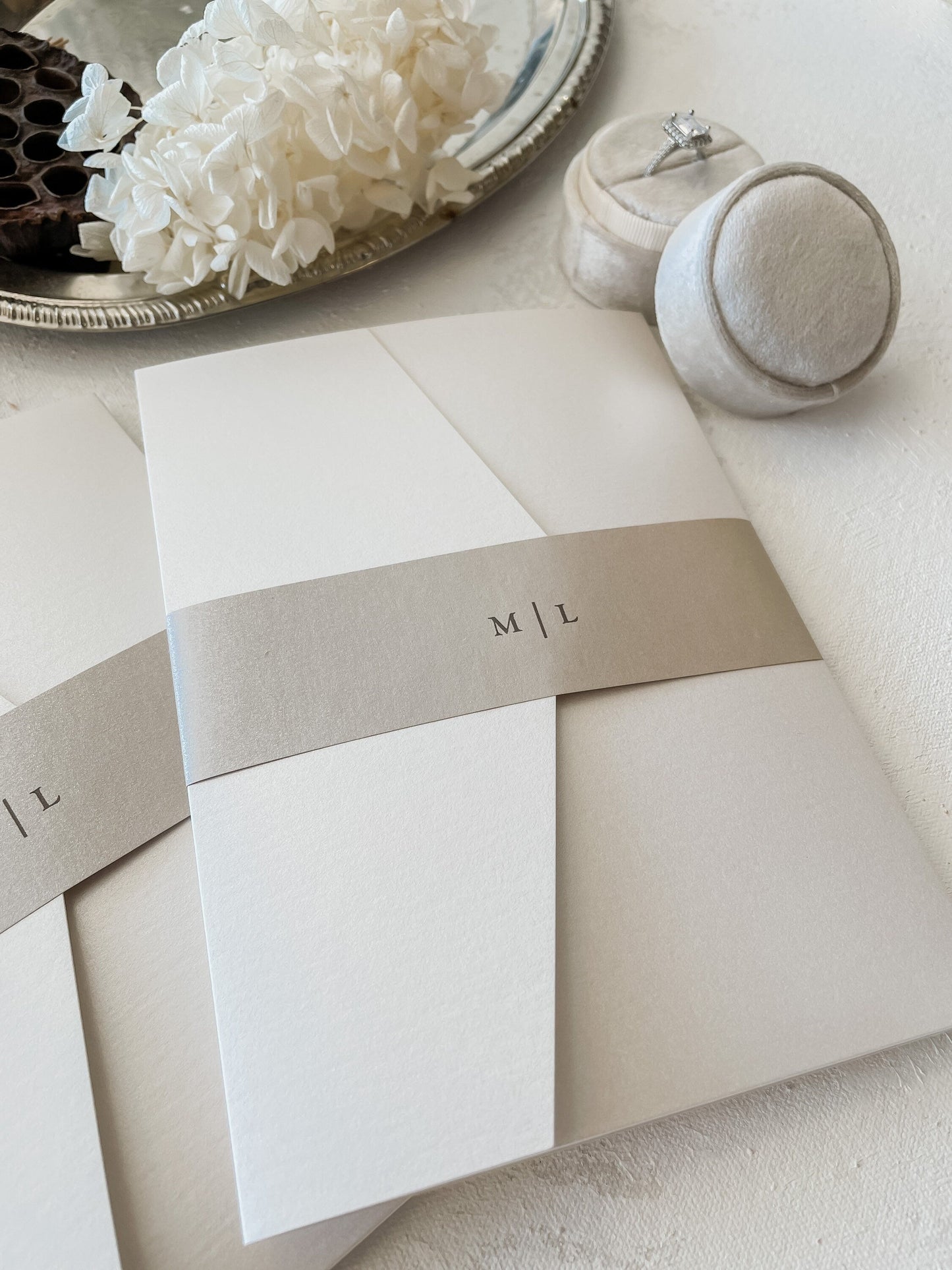 Ivory Wedding Invitation | Pocket Folder Style 218