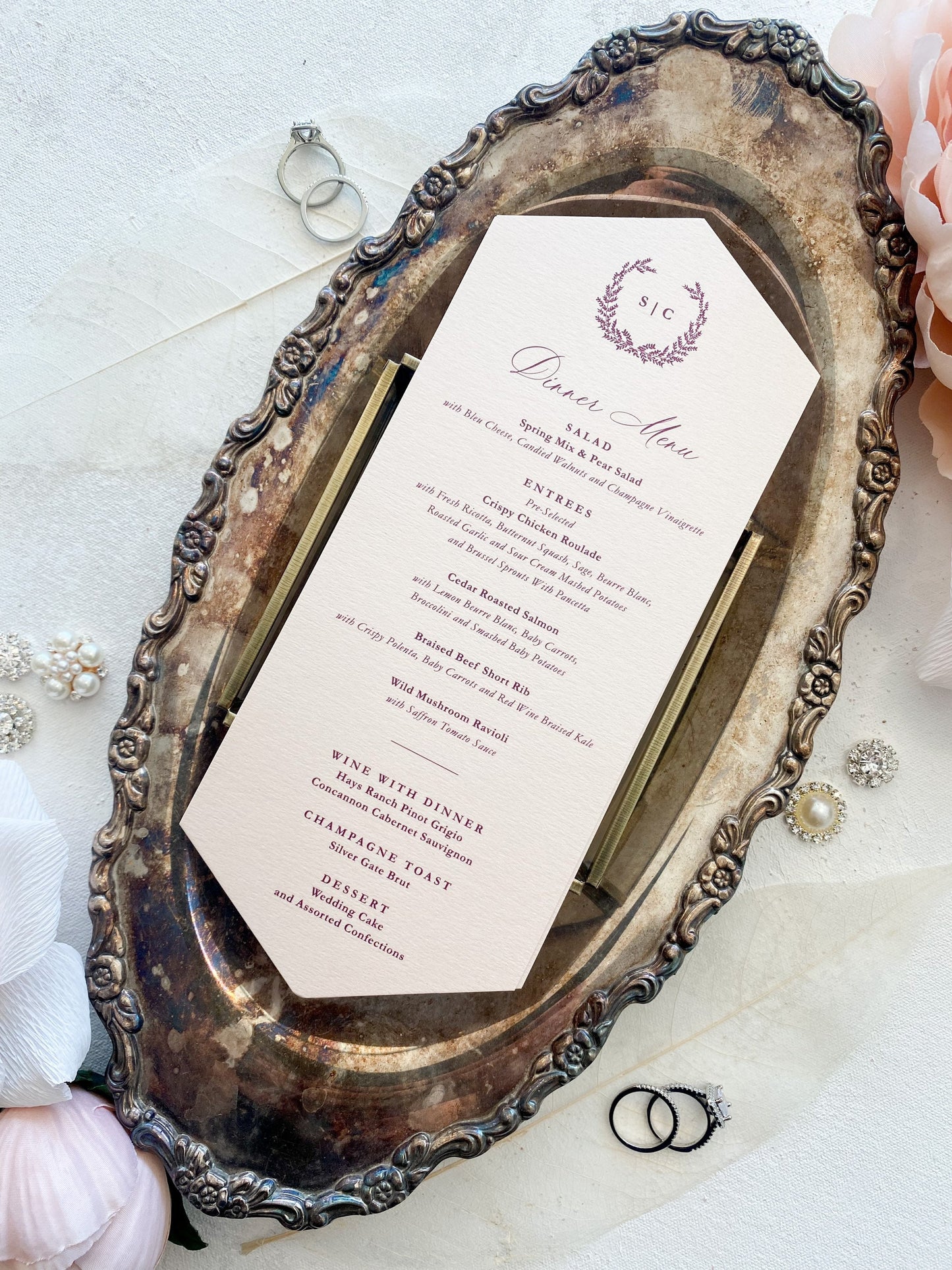 Hexagon Diamond Wedding Menu | Style 124