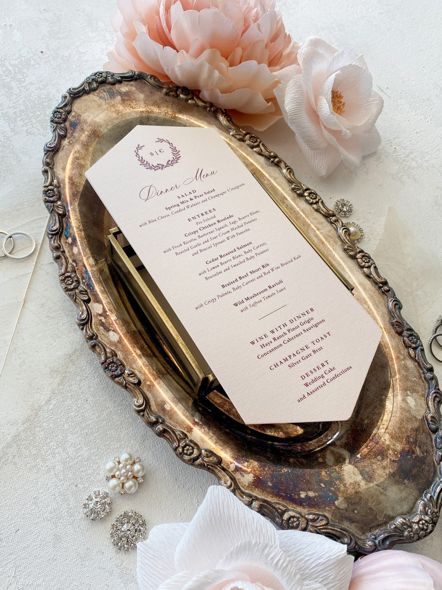 Hexagon Diamond Wedding Menu | Style 124