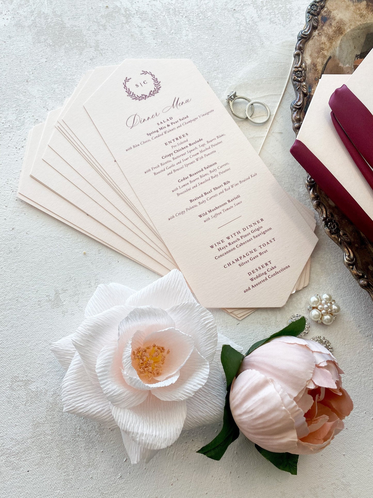 Hexagon Diamond Wedding Menu | Style 124
