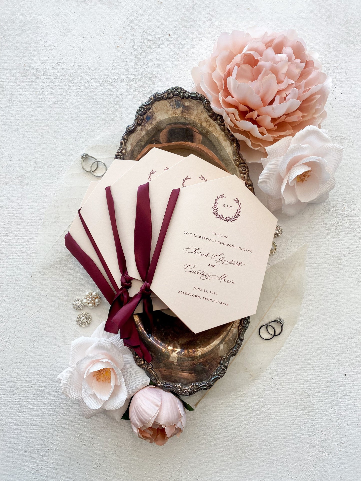 Blush Wedding Programs | Style 124
