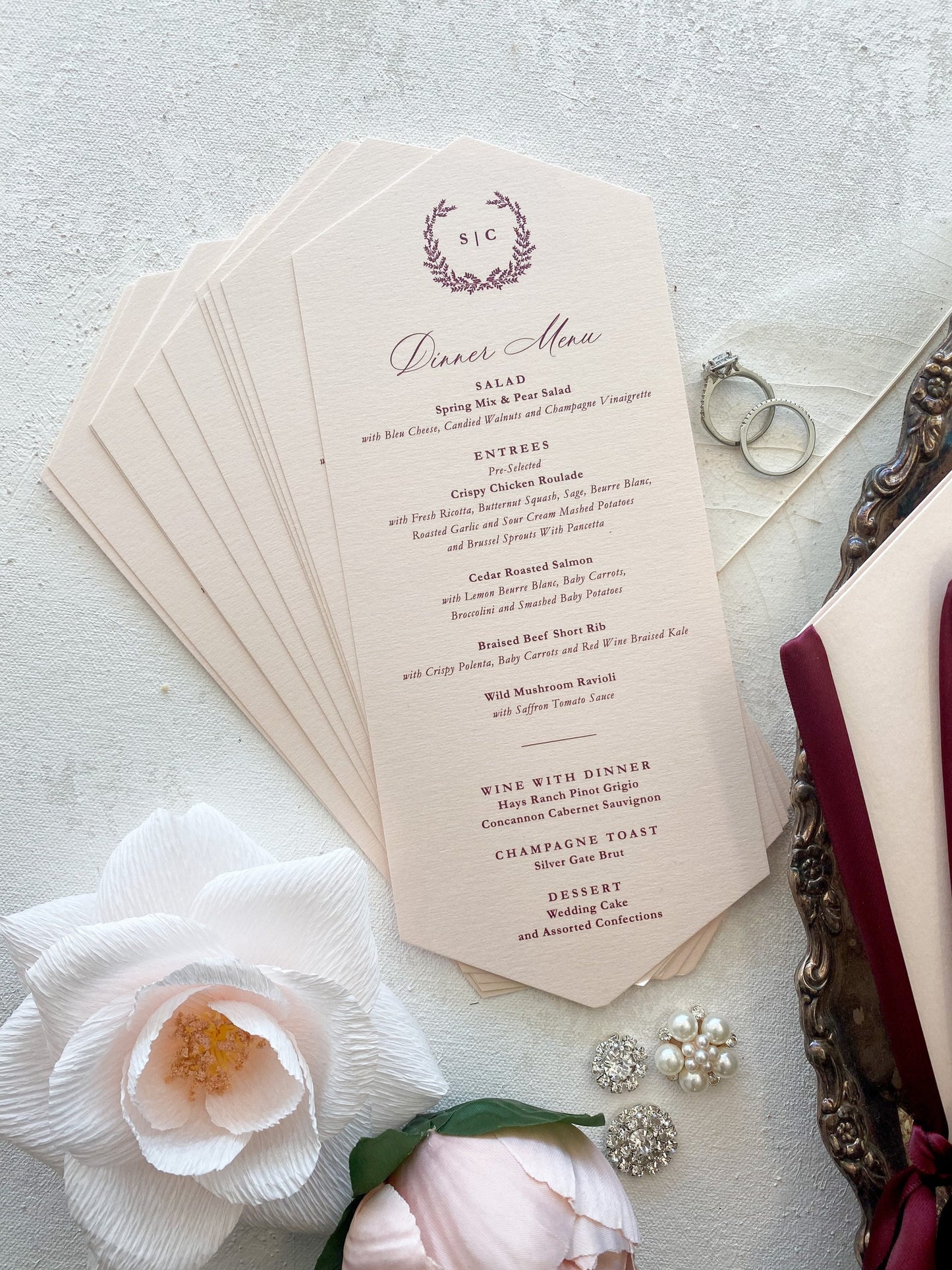 Hexagon Diamond Wedding Menu | Style 124